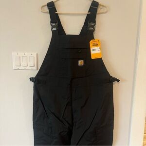 New Carhartt Mens Black Shoreline Bib Overalls Black Men's Overalls Medium M